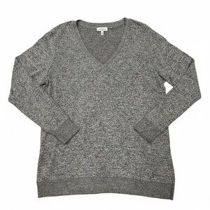 Lucky Brand V-Neck Pullover Soft Knit Grey Marl Sweater Large